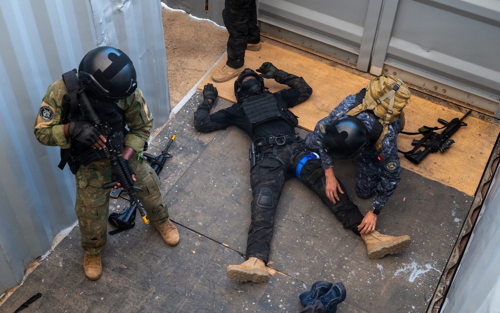 Obangame Express 2026 participants conduct a VBSS demonstration