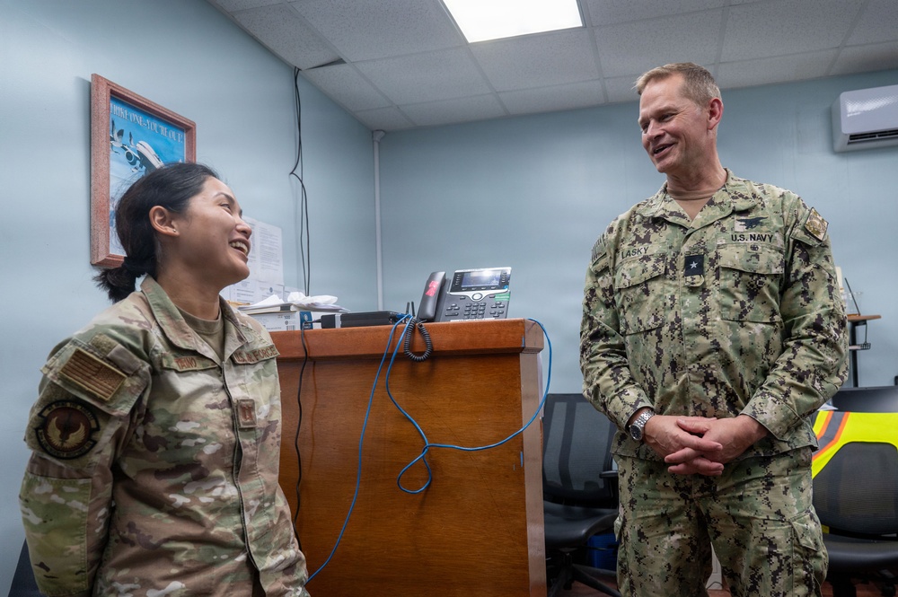 Adm. Josh Lasky visits 36th CRS operations at Saipan International Airport