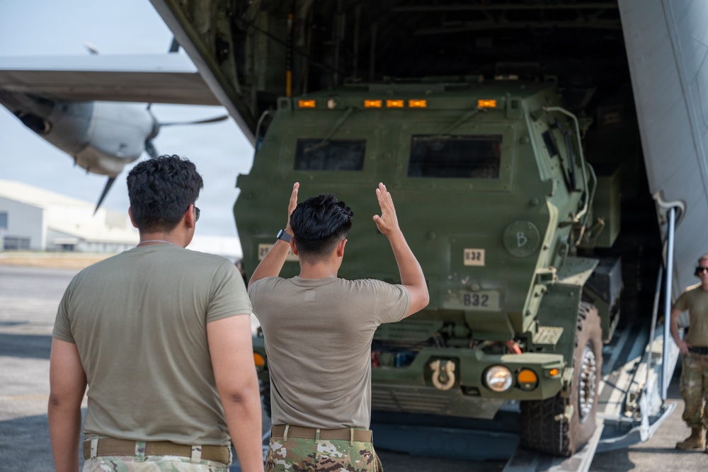 Balikatan 2026: U.S. Airmen, Soldiers load HIMARS for airlift