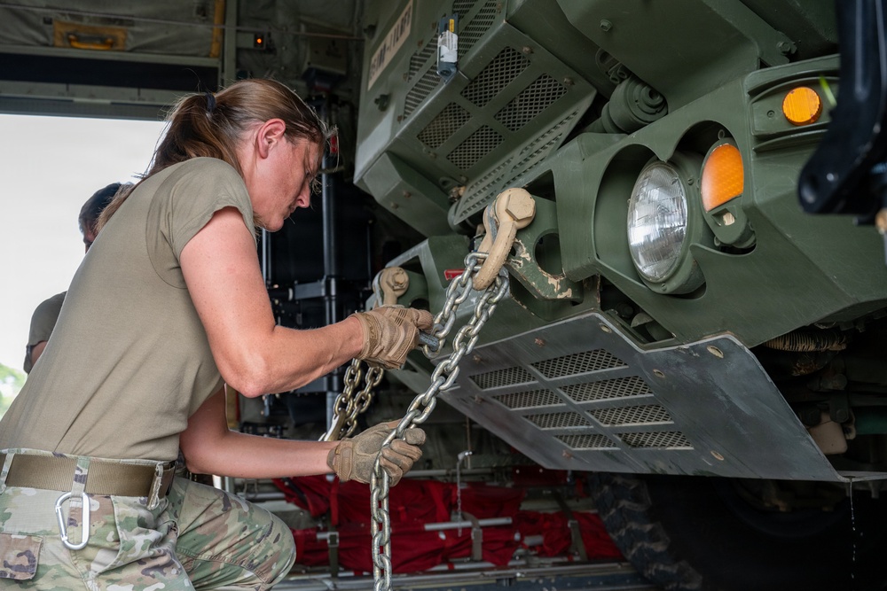 Balikatan 2026: U.S. Airmen, Soldiers load HIMARS for airlift