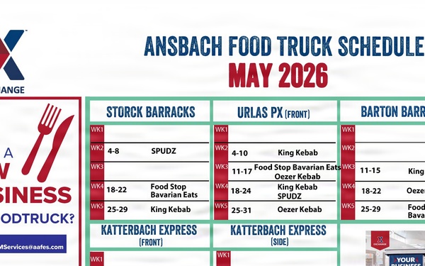 Ansbach Food Truck Schedule - May 2026