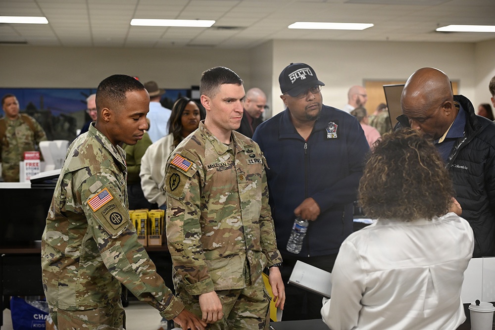 Stephanie Mendez explains ammunition cycle at Fort A.P. Hill Annual Training ConferenceI'