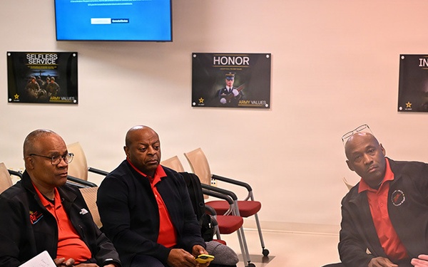 Chief of Training Steve Eger has one-on-one time with Regional JROTC command at the Fort A.P. Hill Annual Training Conference