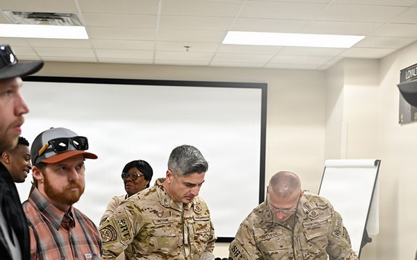 Safety Officer Thomas Grejda briefs vital details of potential installation hazards at the Fort A.P. Hill Annual Training Conference