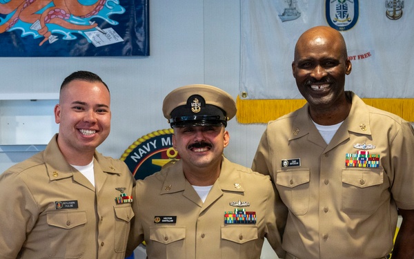 Hospital Corpsman Pinned to Senior Chief Petty Officer by Family and Leadership