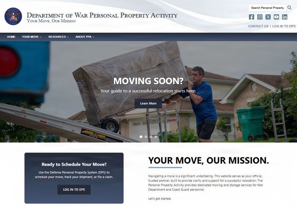 Department of War Personal Property Activity Launches Official Website