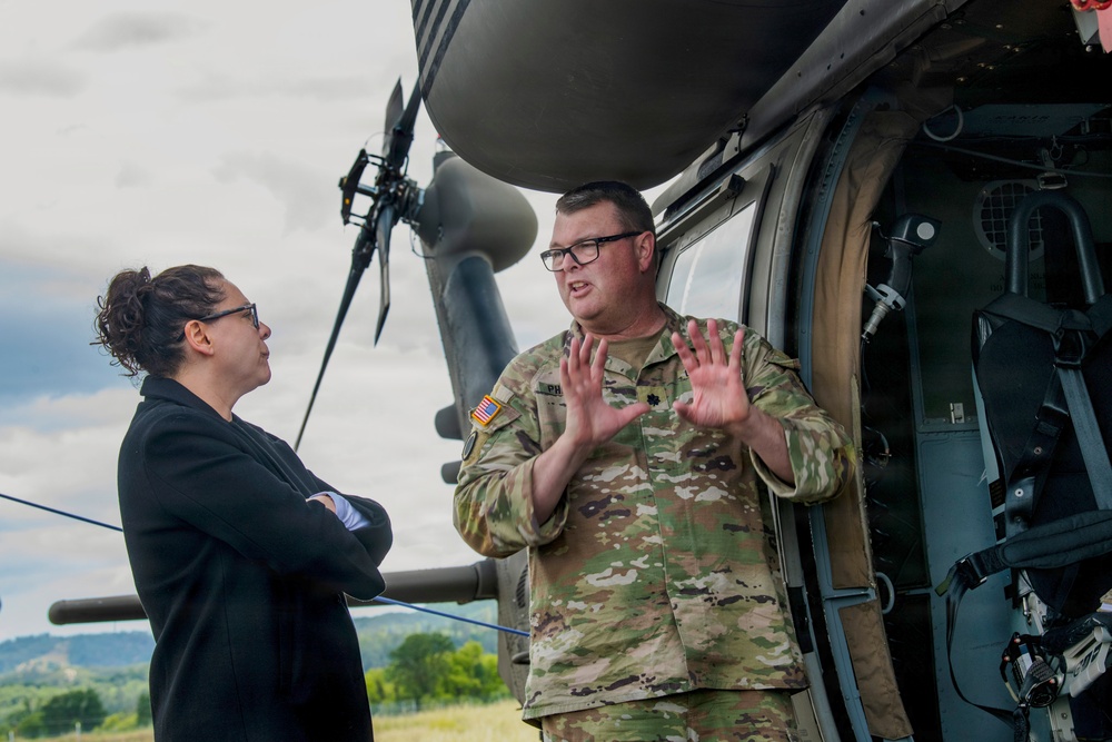 Oregon State House Representative April Dobson visits Oregon Citizen-Soldiers during their annual training in California