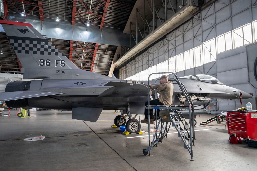 36th FGS Airmen perform F-16 maintenance during RF-A 26-1
