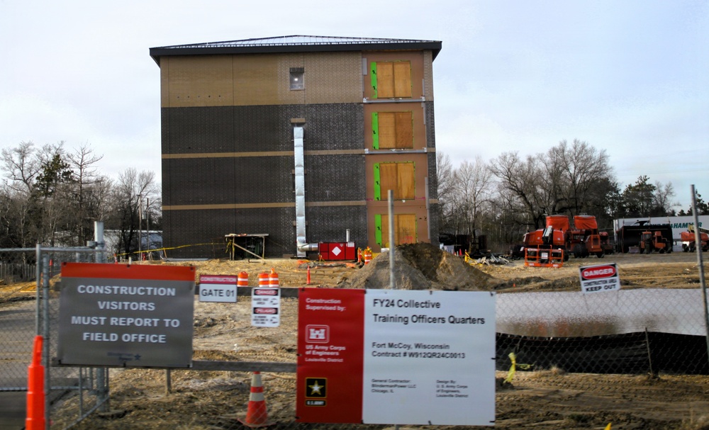April 2026 construction operations for $55.75 million Collective Training Officers Quarters Project at Fort McCoy