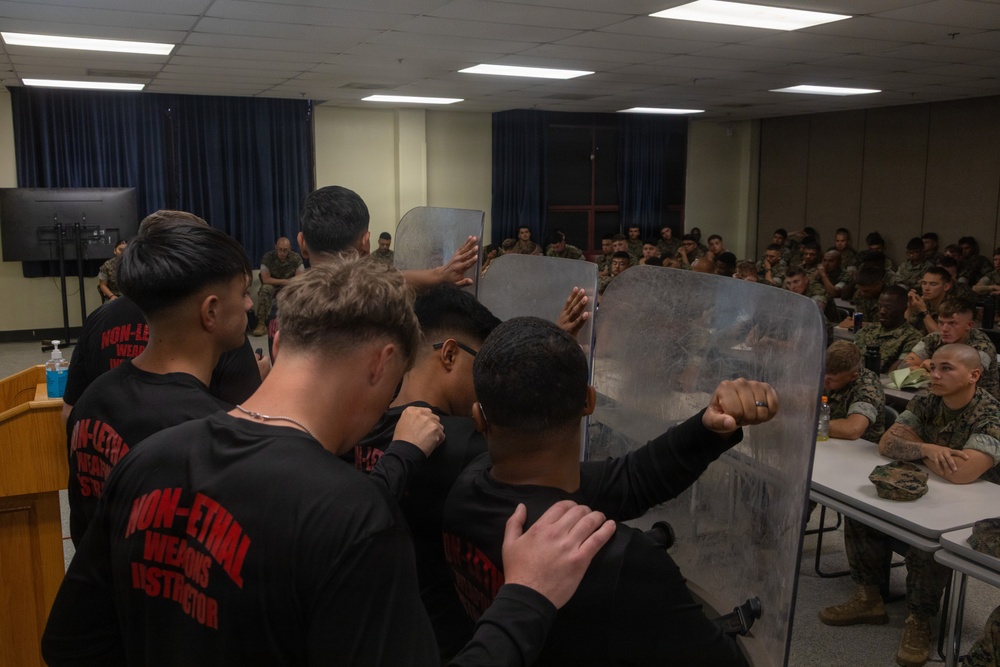 U.S. Marines with 2nd Bn., 5th Marines participate in non-lethal weapons course