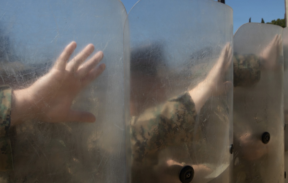 U.S. Marines with 2nd Bn., 5th Marines participate in non-lethal weapons course