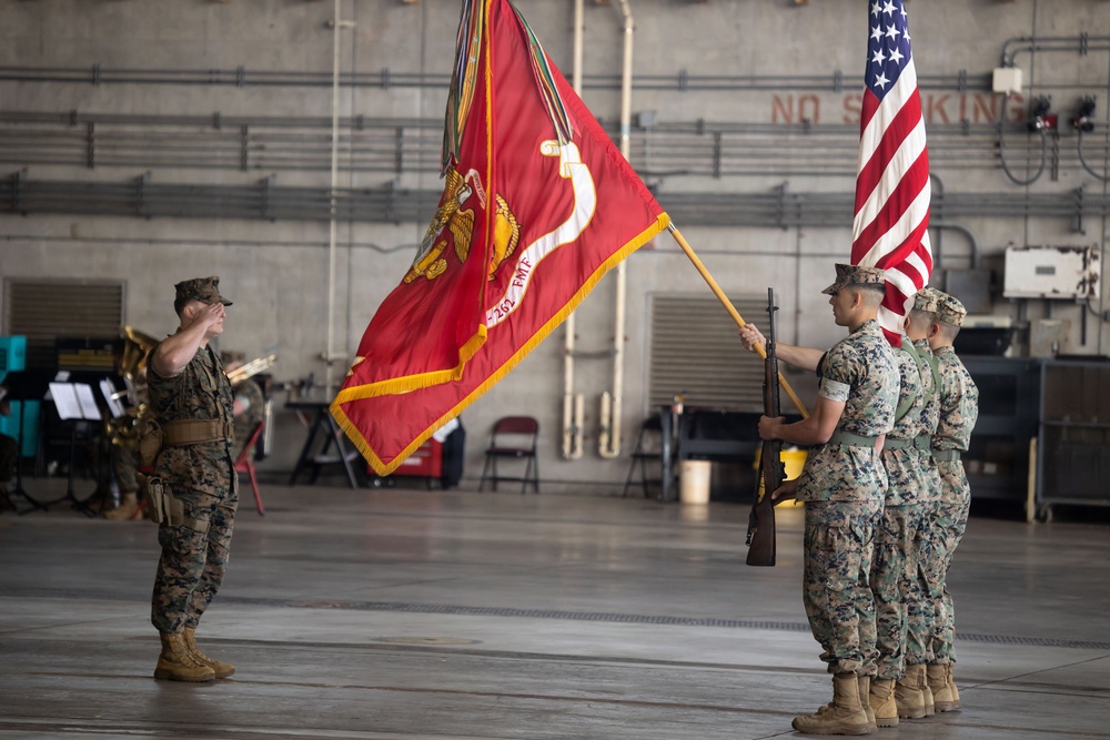 Col. Daniel Schierling relinquishes command of VMM-262 to Lt. Col. Derick E. Staffenson