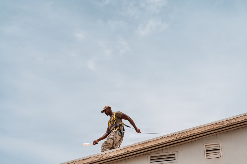 CE Airmen repair dorm roof