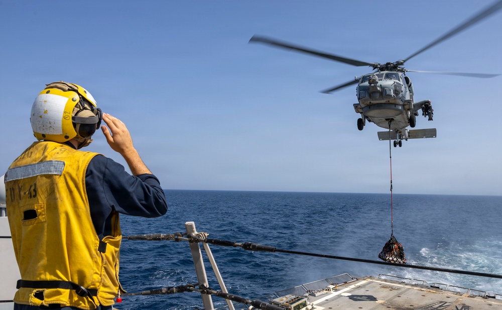 Delbert D. Black Conducts a Vertical Replenishment-at-Sea