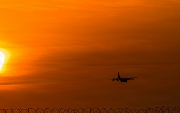 C-130 lands at a base in support of U.S. Central Command