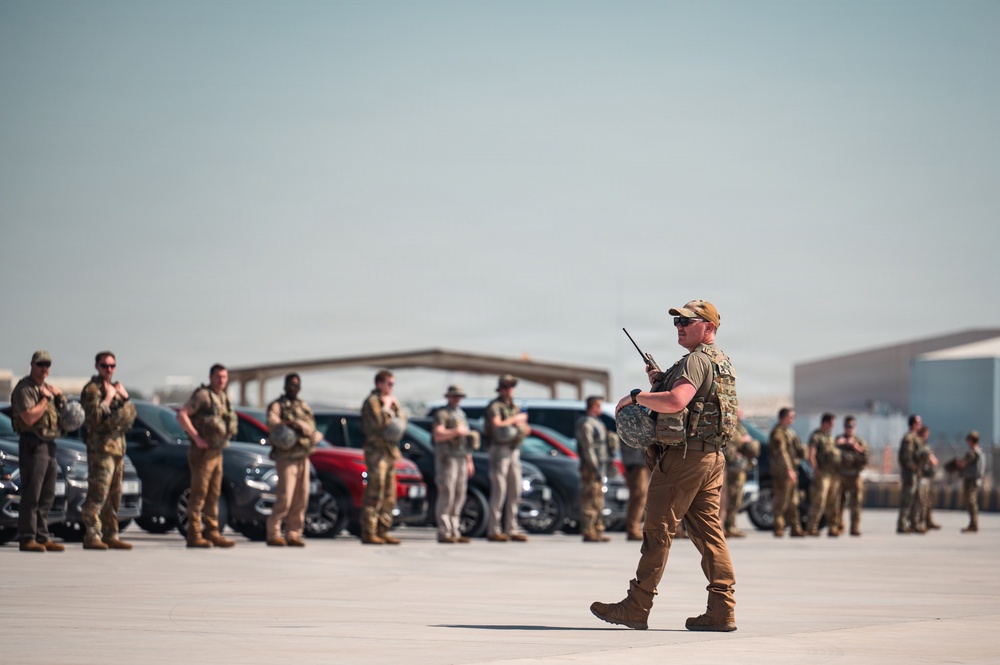 Refueling Squadron performs FOD walk and alarm drills
