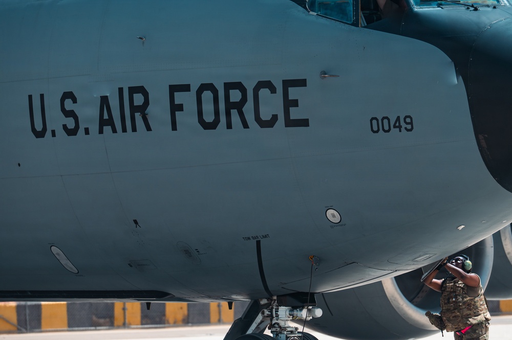 Refueling Squadron performs FOD walk and alarm drills
