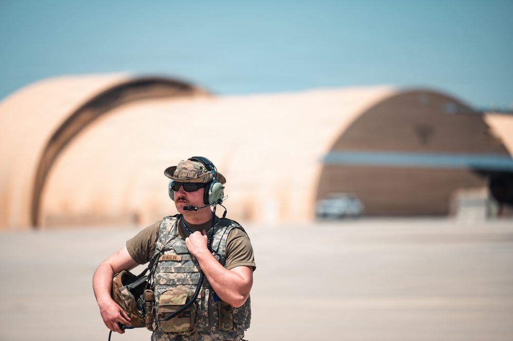 Refueling Squadron performs FOD walk and alarm drills