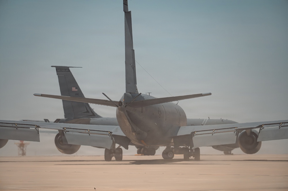 Refueling Squadron performs FOD walk and alarm drills