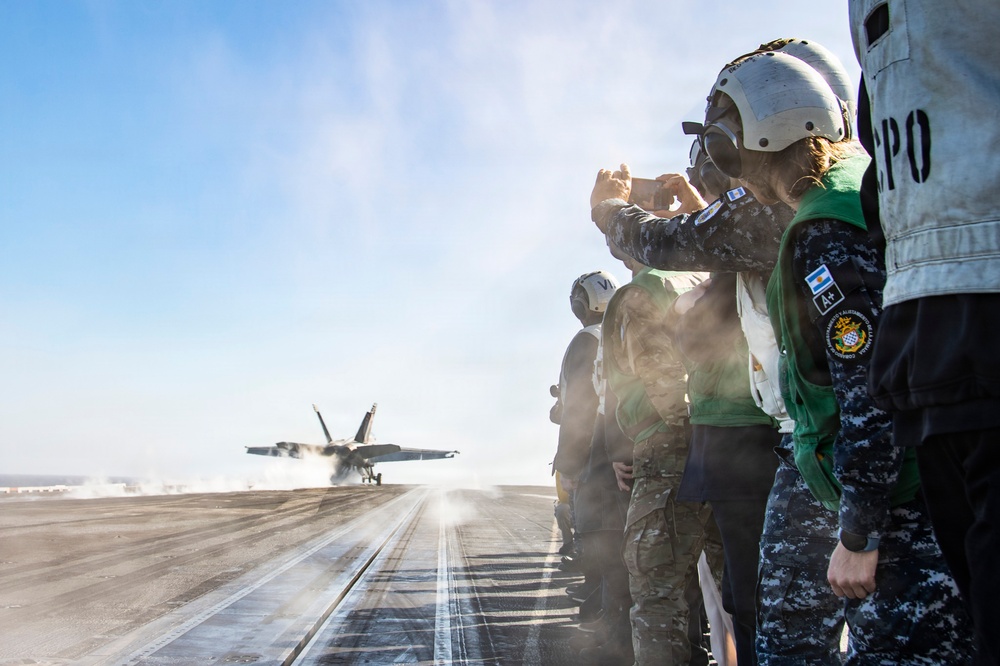 President of the Republic of Argentina and Argentine Distinguished Visitors Tour USS Nimitz