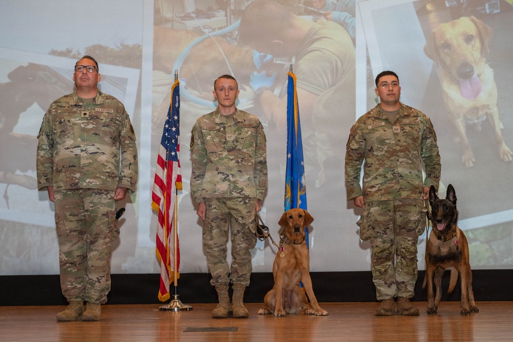 Dyess AFB honors retiring MWDs Baker and Dduco