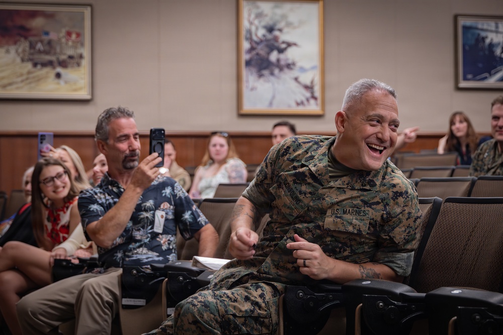 Marine Corps Support Facility New Orleans holds a promotion ceremony for Master Gunnery Sgt. Carmen Consolino