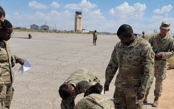 Chief Warrant Officer 2 Damien Drake instructs Soldiers on HTAPs setup at the Southwestern Border