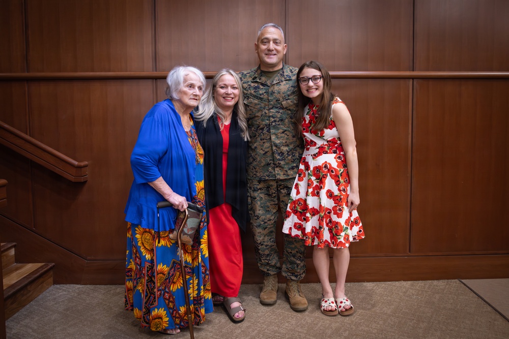 Marine Corps Support Facility New Orleans holds a promotion ceremony for Master Gunnery Sgt. Carmen Consolino
