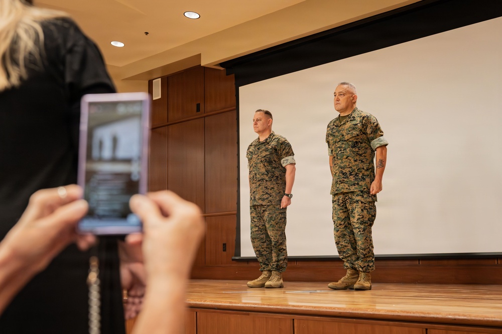 Marine Corps Support Facility New Orleans holds a promotion ceremony for Master Gunnery Sgt. Carmen Consolino