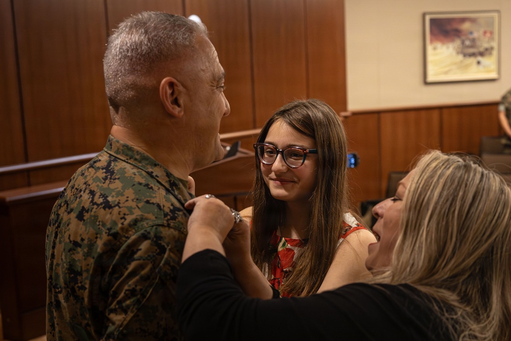 Marine Corps Support Facility New Orleans holds a promotion ceremony for Master Gunnery Sgt. Carmen Consolino