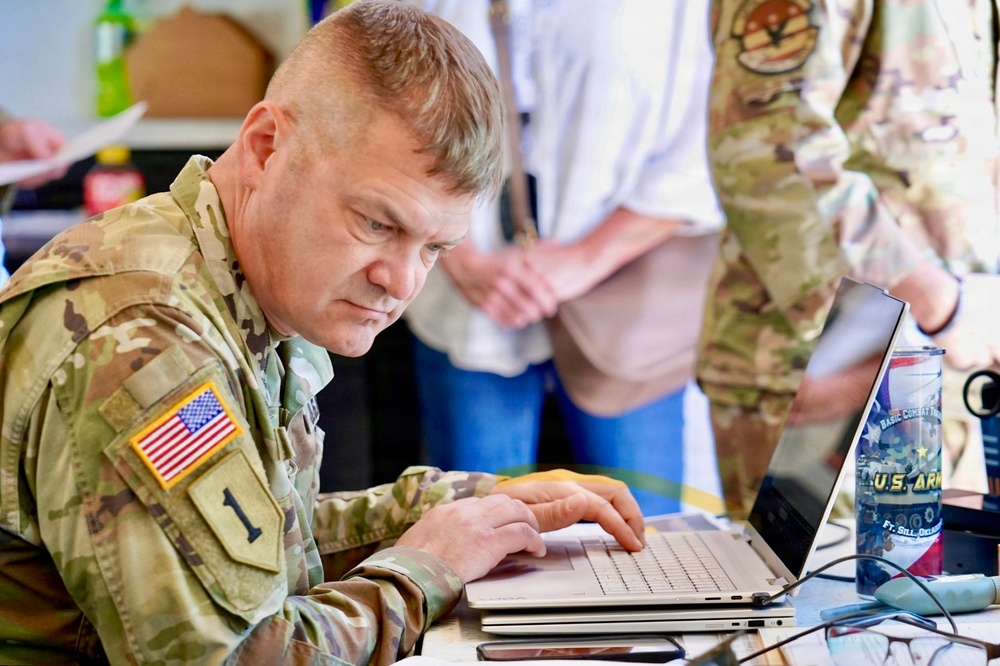 U.S. Army Soldier Works at Laptop Computer During Training Event at Fort Sill, Oklahoma
