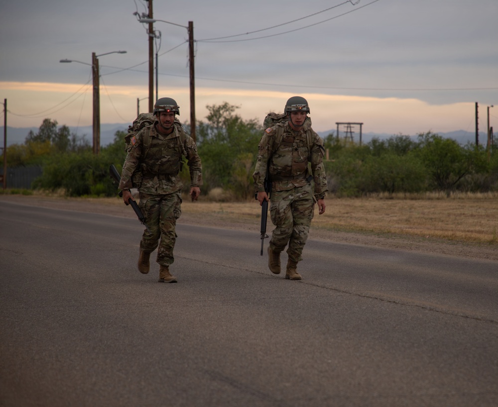 JTF-SB service members complete a 12-mile ruck march during Air Assault training