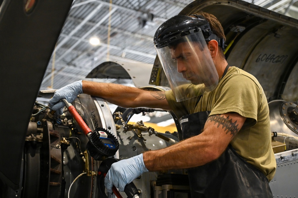94th MXS Airmen perform C-130H isochronal inspection