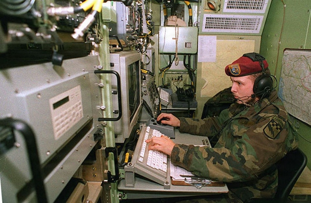 CPE ISW - U.S. Army specialist operates a synthetic aperture radar terminal.