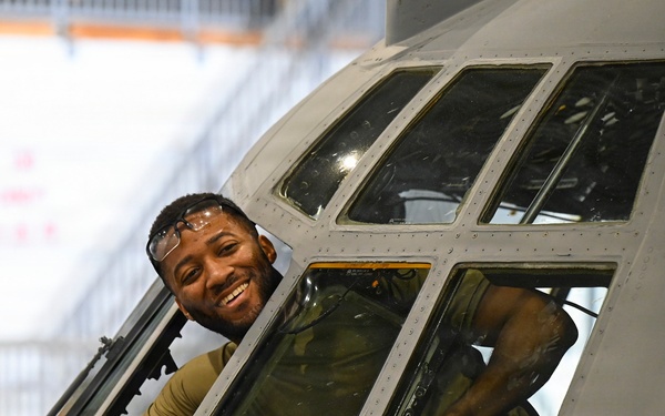 94th MXS Airmen perform C-130H isochronal inspection