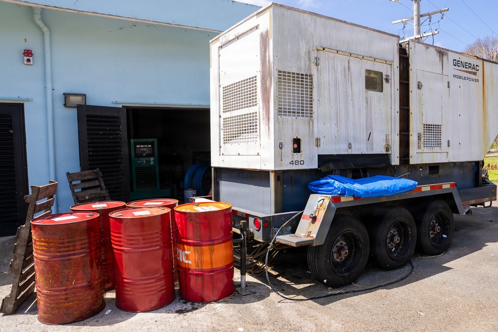 Tinian Water Pump Station Preps FEMA Provided Generator from Typhoon Yutu