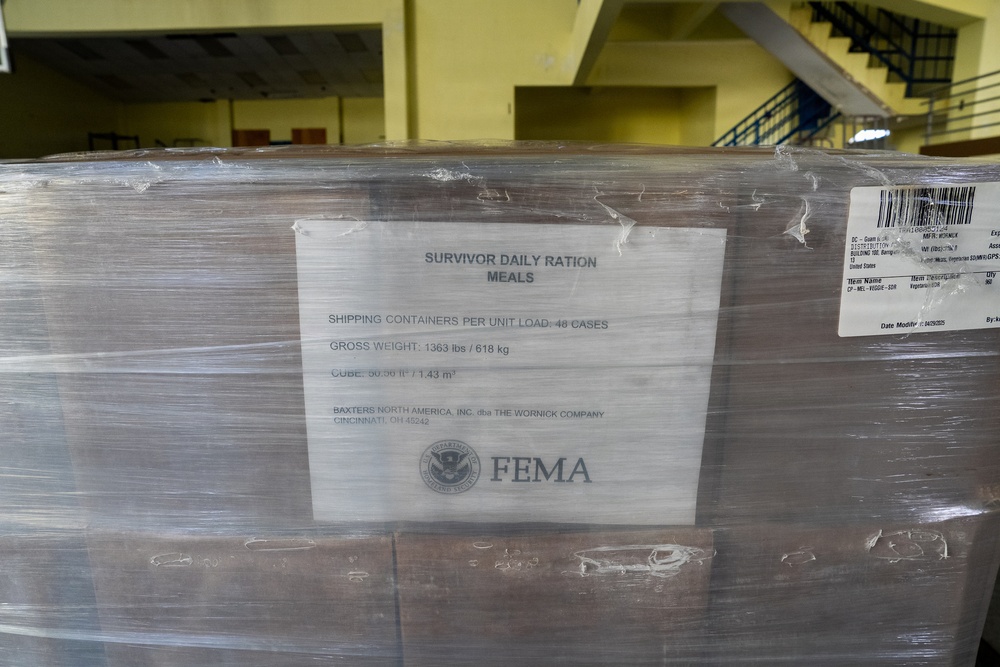 Food, Water and Supplies Staged in Tinian, Ready to be Distributed