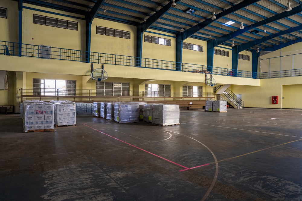 Food, Water and Supplies Staged in Tinian, Ready to be Distributed