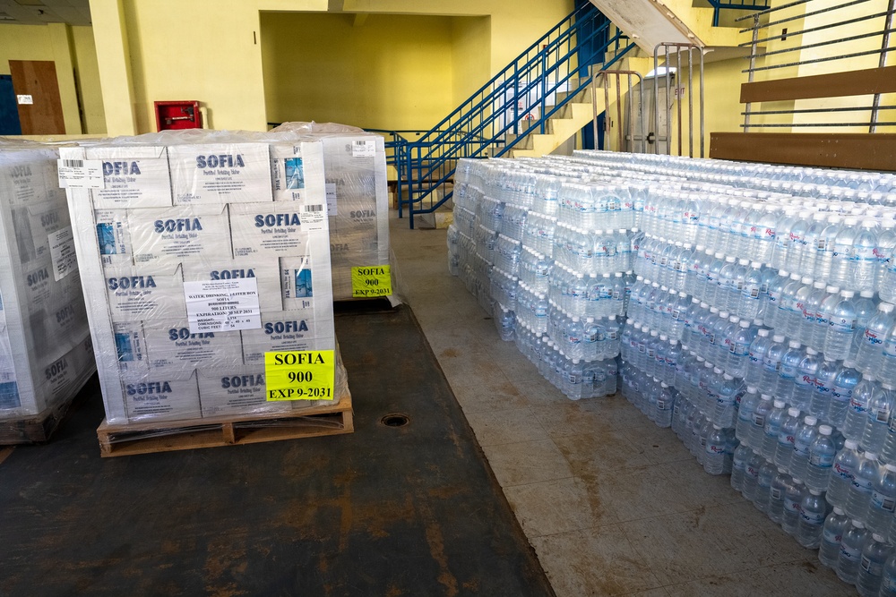 Food, Water and Supplies Staged in Tinian, Ready to be Distributed