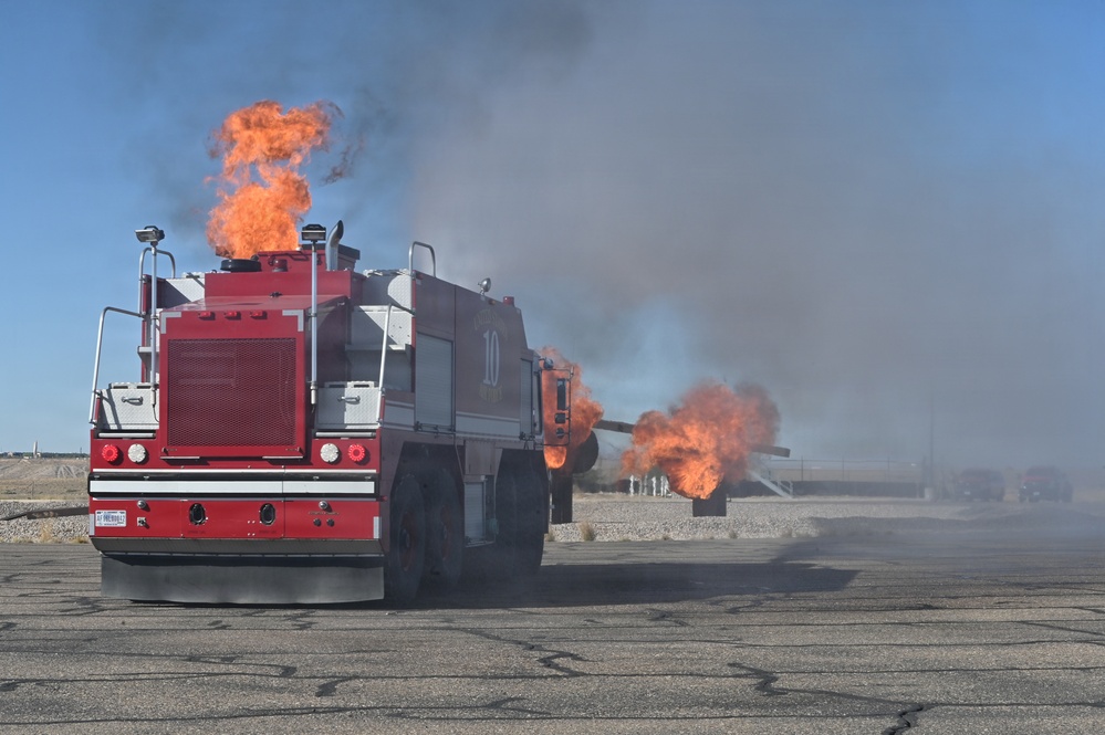 Kirtland AFB conducts an aircraft burn pit exercise