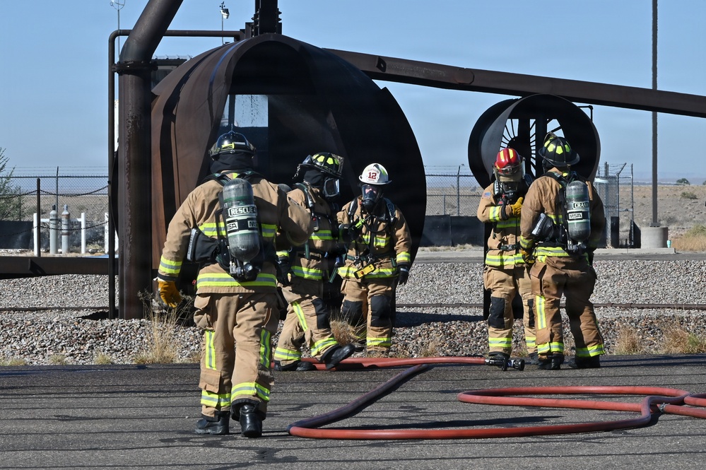 Kirtland AFB conducts an aircraft burn pit exercise