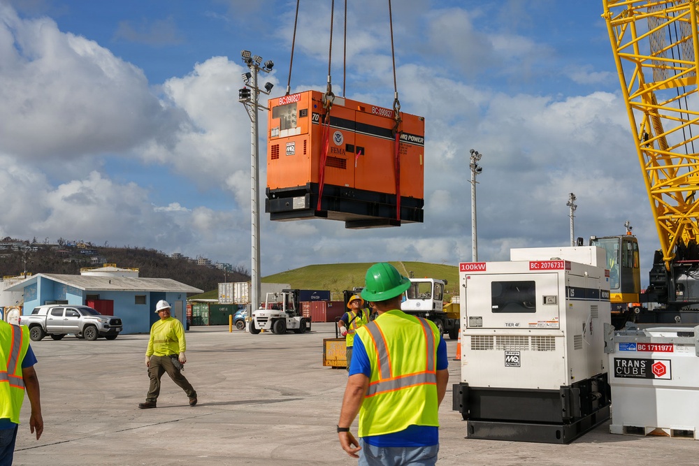 U.S. Navy Hovercraft Arrives at the Commonwealth Ports Authority Dock to Unload FEMA Generators in Saipan