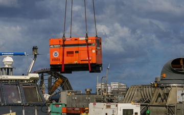 U.S. Navy Hovercraft Arrives at the Commonwealth Ports Authority Dock to Unload FEMA Generators in Saipan