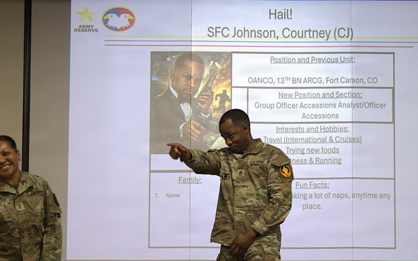 U.S. Army Reserve 'Hail' Ceremony Welcomes SFC Courtney Johnson to New Assignment