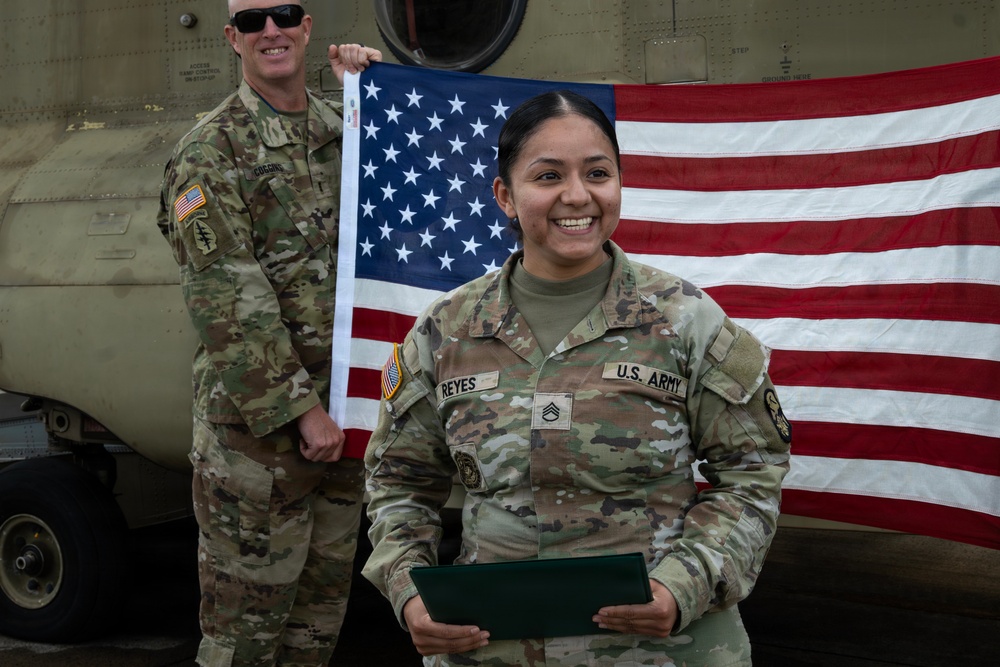 94th AAMDC Reenlists on Helicopter Airfield