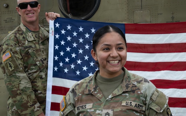 94th AAMDC Reenlists on Helicopter Airfield