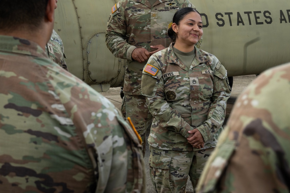 94th AAMDC Reenlists on Helicopter Airfield
