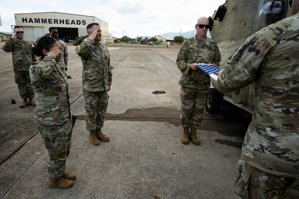 94th AAMDC Reenlists on Helicopter Airfield