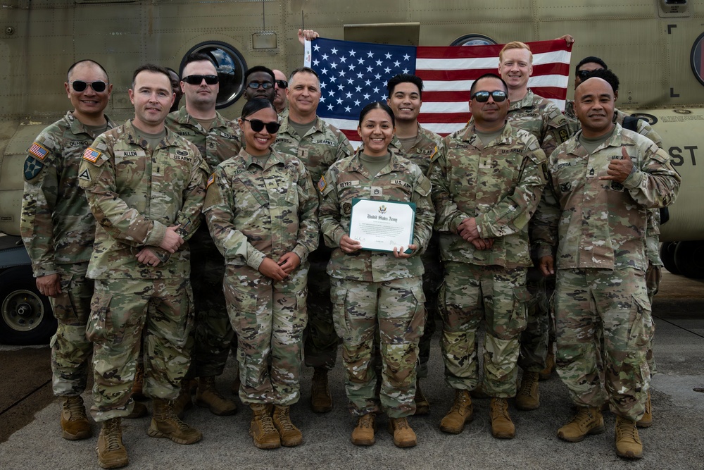94th AAMDC Reenlists on Helicopter Airfield