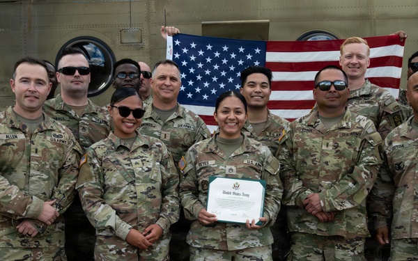 94th AAMDC Reenlists on Helicopter Airfield
